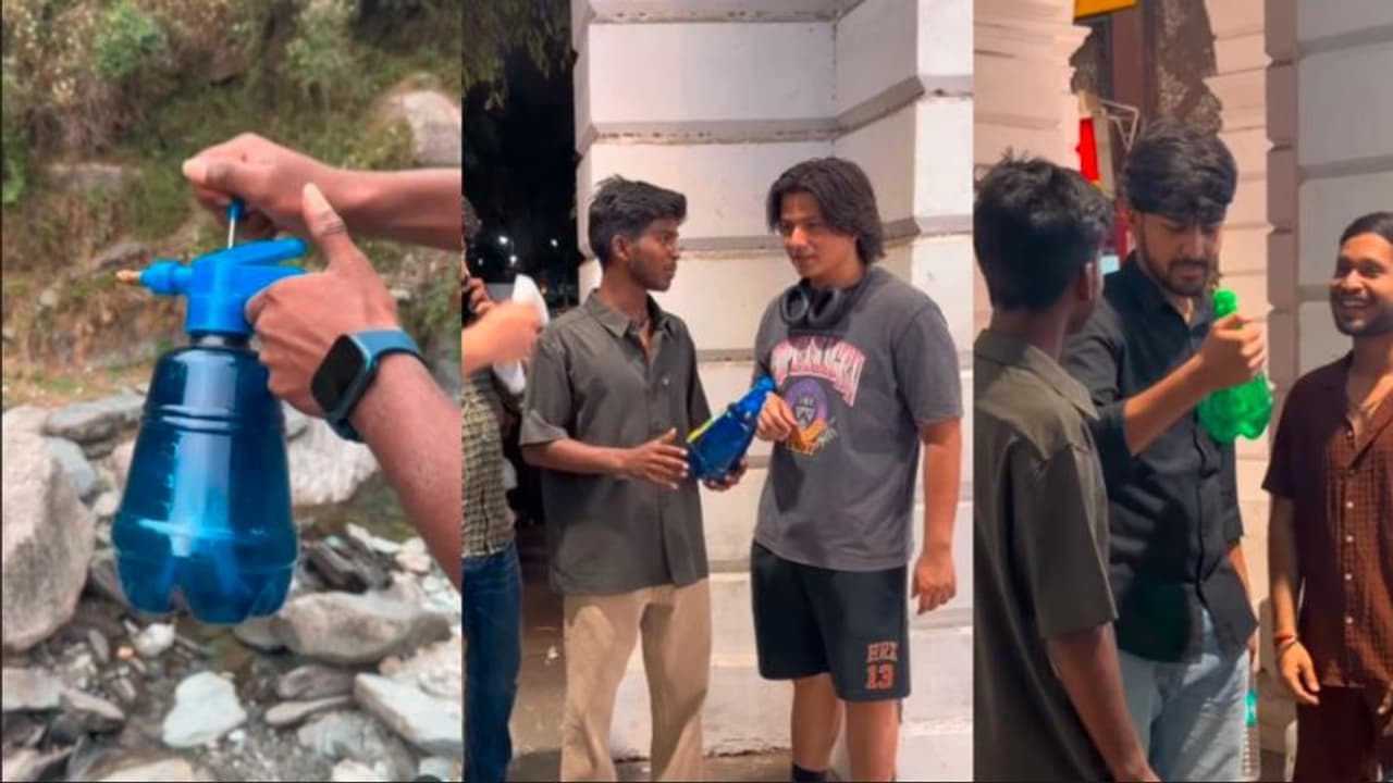 ಹಿಮಾಚಲದ ಗಾಳಿಯನ್ನು ಬಾಟಲ್ನಲ್ಲಿ ತುಂಬಿಸಿ ತಂದು ದೆಹಲಿಯಲ್ಲಿ ಮಾರಾಟ ಮಾಡಿದ ಯುವಕ: ವೀಡಿಯೋ ಭಾರಿ ವೈರಲ್ | Young Man Brought Himachal Air In A Bottle And Sold It In Delhi Video Goes Viral ಹಿಮಾಚಲದ ಗಾಳಿಯನ್ನು ಬಾಟಲ್ನಲ್ಲಿ ತುಂಬಿಸಿ ತಂದು ದೆಹಲಿಯಲ್ಲಿ ಮಾರಾಟ ಮಾಡಿದ ಯುವಕ: ವೀಡಿಯೋ ಭಾರಿ ವೈರಲ್ | Young Man Brought Himachal Air In A Bottle And Sold It In Delhi Video Goes Viral