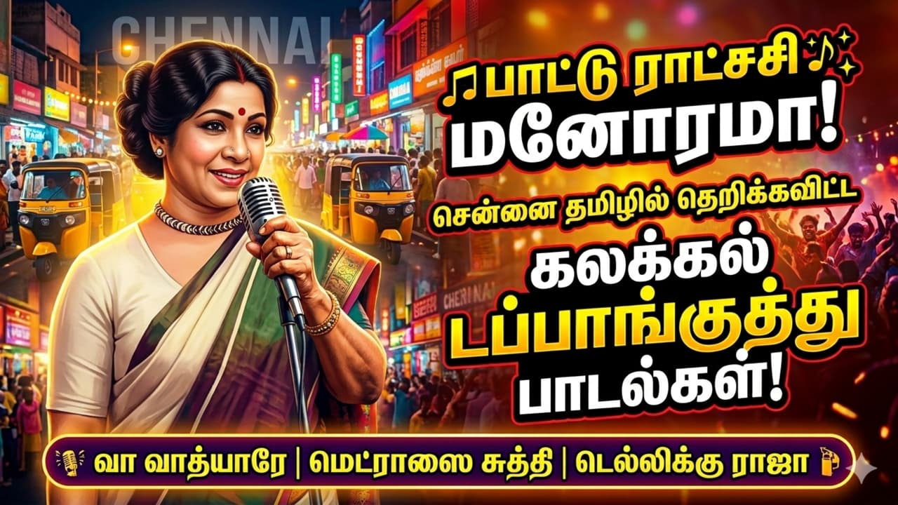 Hit Songs: மனோரமா பாடிய டப்பாங்குத்து பாடல்கள்.! சென்னை தமிழில் பாட்டுப்பாடி மனசை மயக்கிய ராட்சசி!