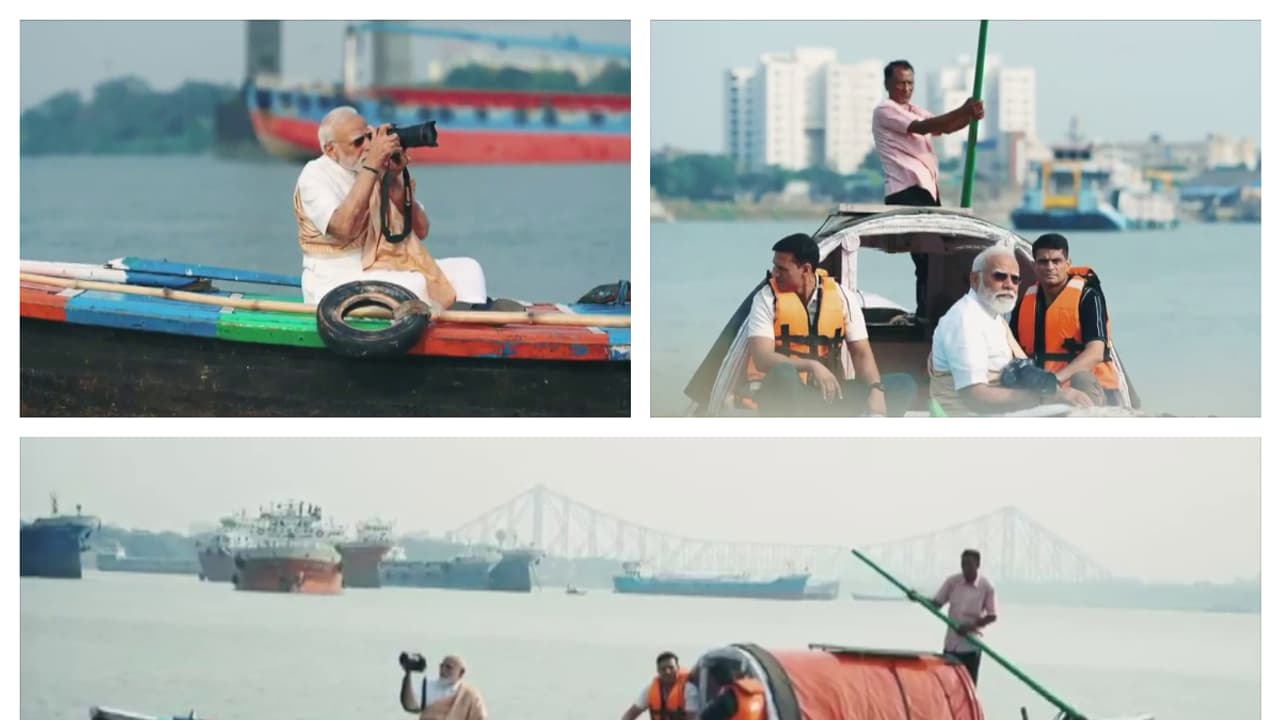 ഹൂ​ഗ്ലി നദിയിൽ തോണിയിൽ സവാരി നടത്തി പ്രധാനമന്ത്രി , ബംഗാളിലെ ദുർഭരണം അവസാനിക്കും,ബിജെപിക്ക് വൻ വിജയം ഉറപ്പെന്നും മോദി - Asianet News Malayalam