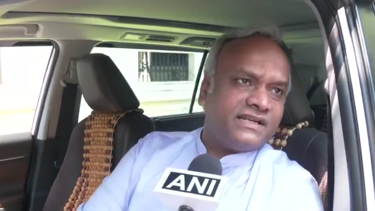Priyank Kharge speaking to media in Bengaluru, challenging PM Modi