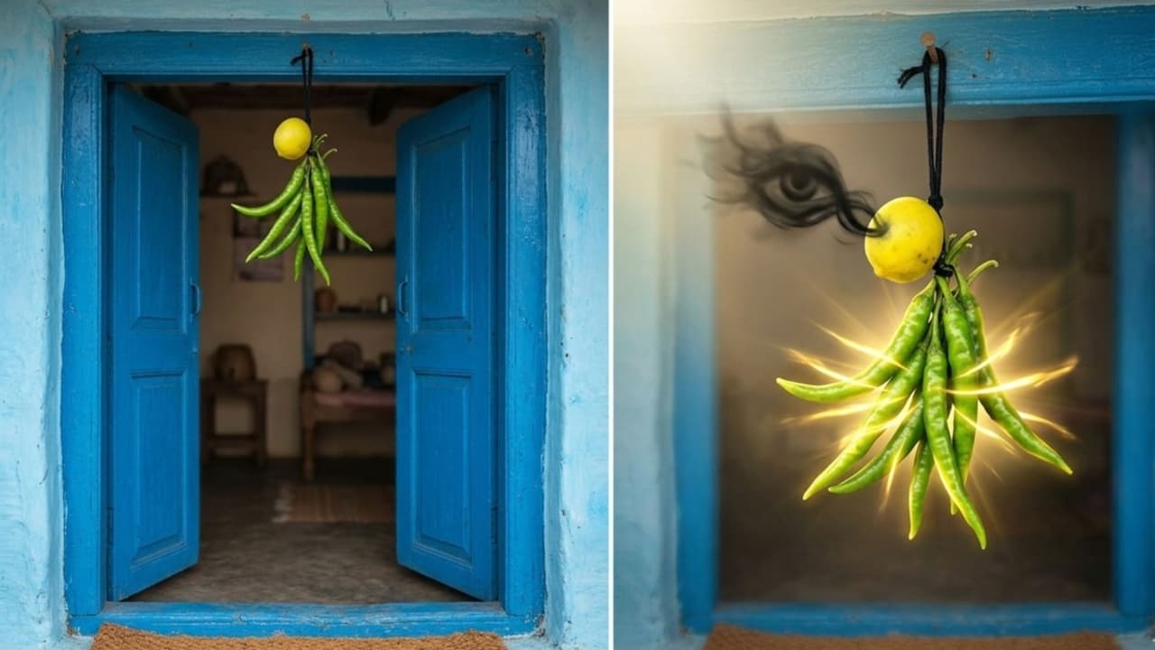 Nimbu Mirchi: வீட்டு வாசலில் எலுமிச்சை, மிளகாய் கட்டுவது ஏன்? பின்னணியில் அறிவியல் காரணம் தெரியுமா?