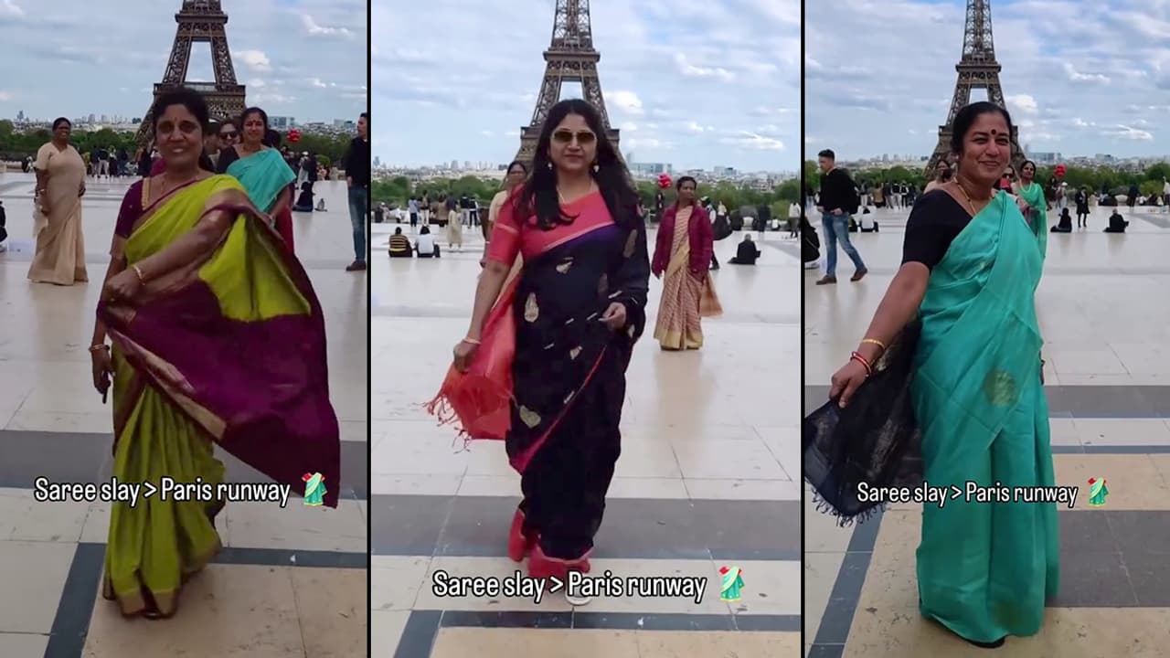 VIRAL VIDEO: Sarees In Paris! Indian Women's Eiffel Tower Photoshoot Takes The Internet By Storm | WATCH