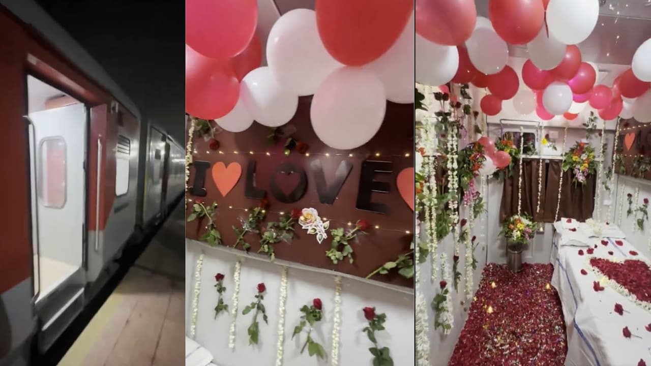 క దిలే రైలులో శోభనం గది.. పండ్లు, పూల తో హంగామా. వైర ల్ అవుతోన్న వీడియో