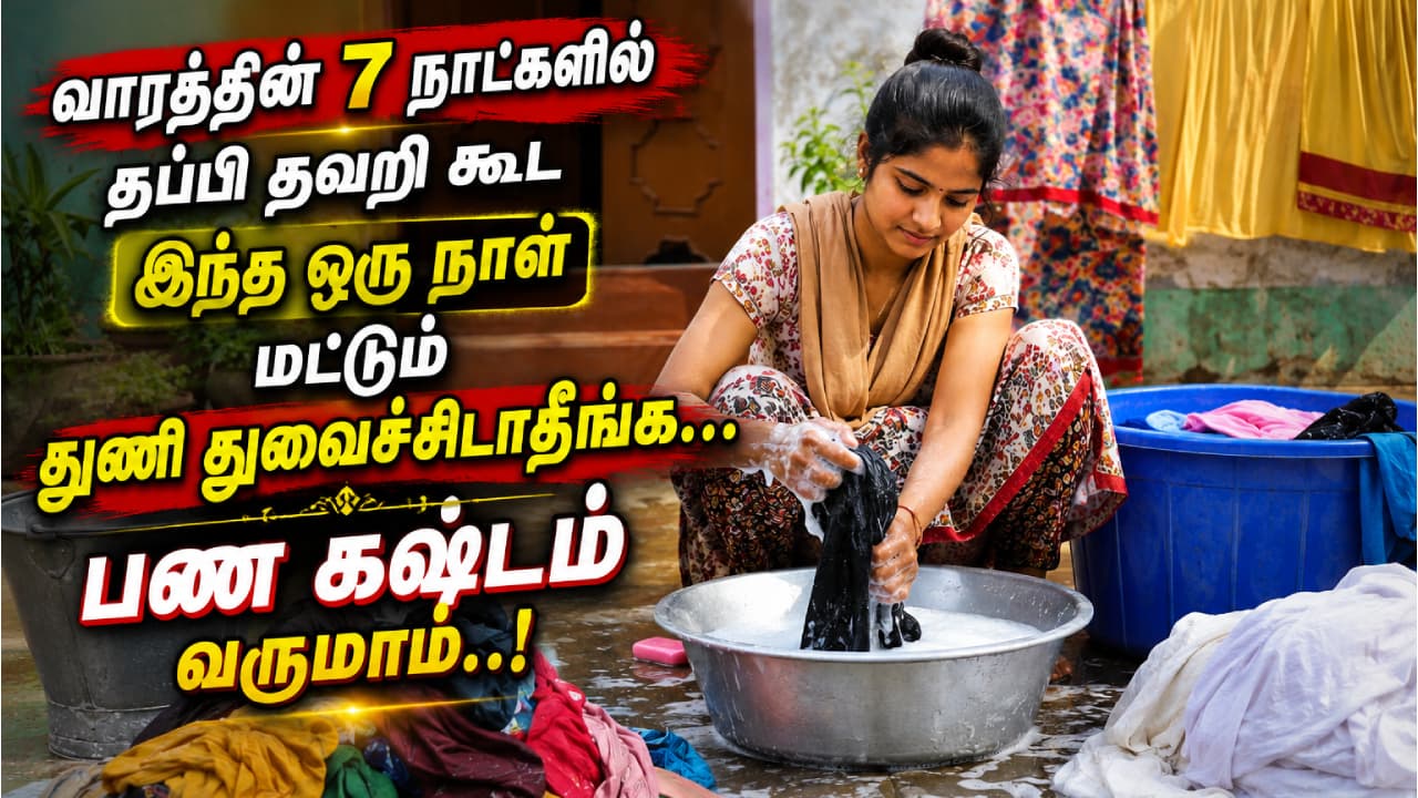 Vastu : வாரத்தின் 7 நாட்களில் தப்பி தவறி கூட இந்த ஒரு நாள் மட்டும் துணி துவைச்சிடாதீங்க... பண கஷ்டம் வருமாம்..!