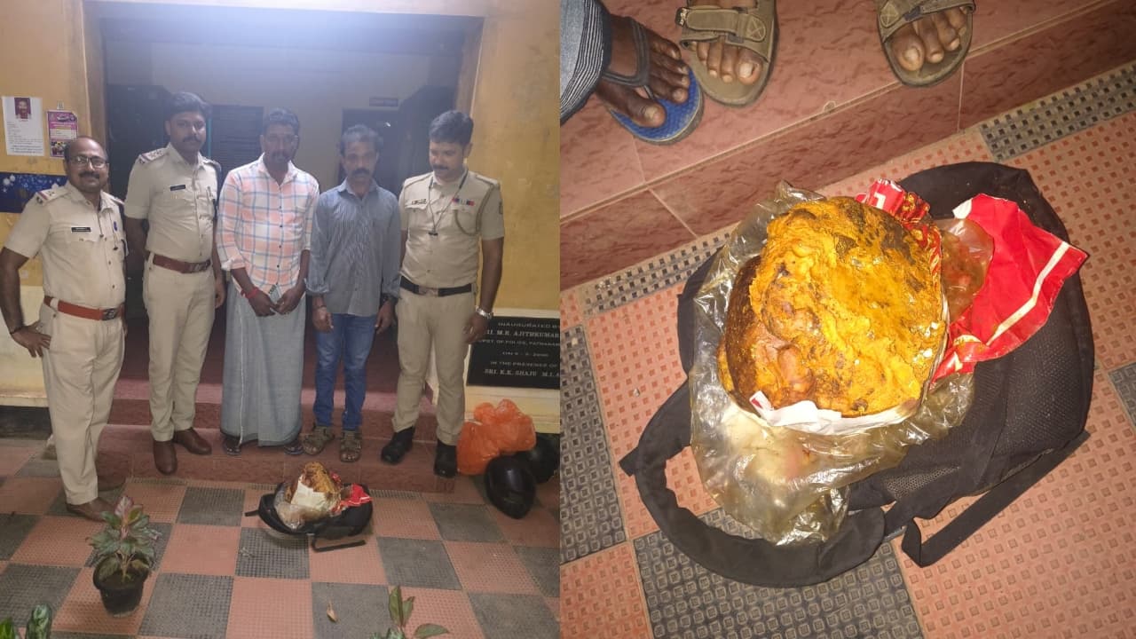 വാഹന പരിശോധനക്കിടെ നിർത്താതെ പോയ ബൈക്ക് പിന്തുടര്ന്ന് പിടികൂടി; പരിശോധനയില് ഞെട്ടി പൊലീസ്, കോടികൾ വിലയുള്ള തിമിംഗല ഛര്ദ്ദി