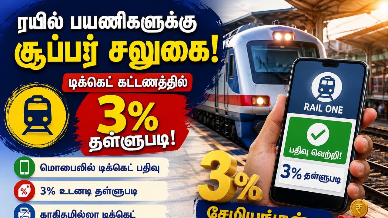 Train Ticket Discount: ரயில் பயணிகளுக்கு ரியல் ஜாக்பாட் அறிவிப்பு: டிக்கெட் கட்டணத்தில் 3% தள்ளுபடி!