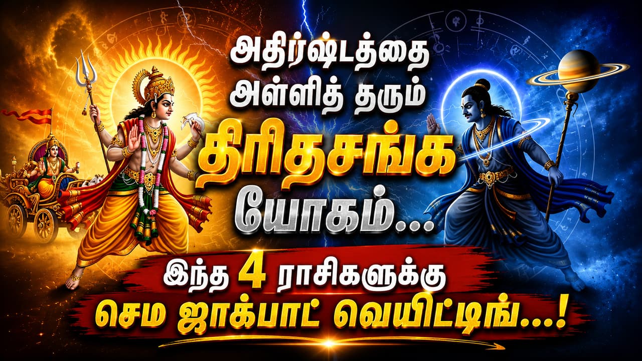 Tridhasanga Yoga : அதிர்ஷ்டத்தை அள்ளித் தரும் திரிதசங்க யோகம்... இந்த 4 ராசிகளுக்கு செம ஜாக்பாட் வெயிட்டிங்...!