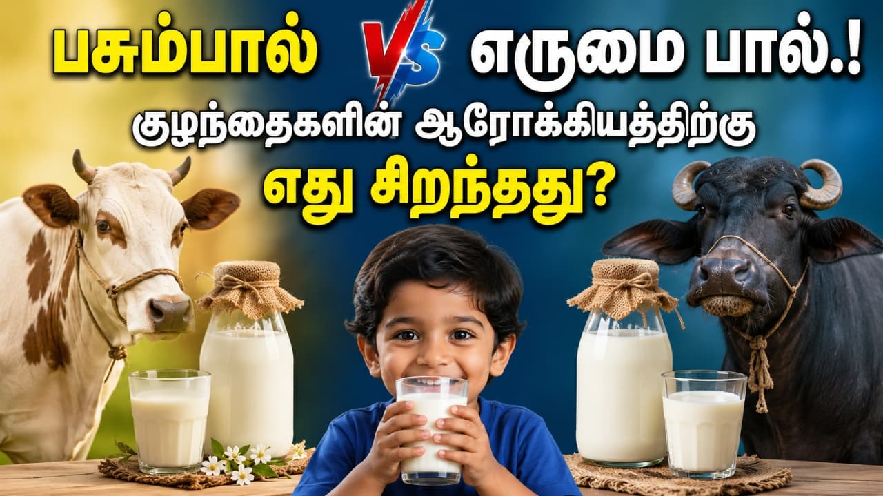 Milk: பசும்பால் vs எருமை பால்.! குழந்தைகளின் ஆரோக்கியத்திற்கு எது சிறந்தது?