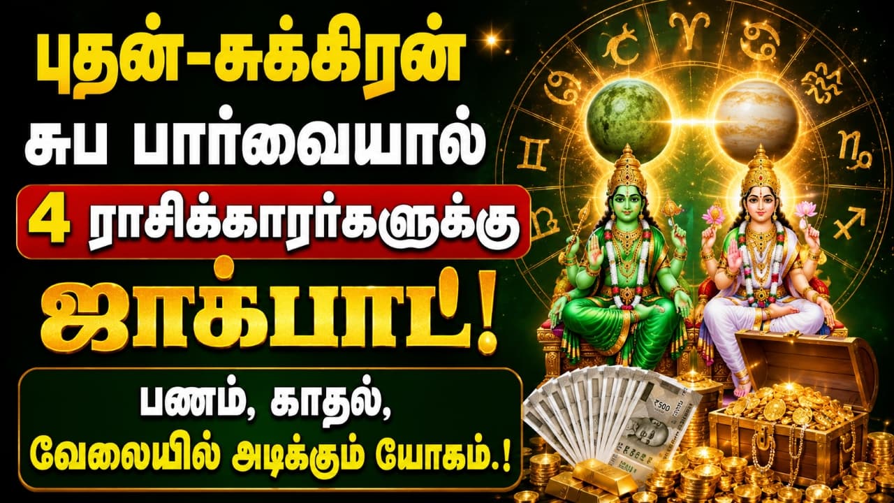Astrology: புதன்-சுக்கிரன் சுப பார்வையால் 4 ராசிக்காரர்களுக்கு ஜாக்பாட்! பணம், காதல், வேலையில் அடிக்கும் யோகம்.!