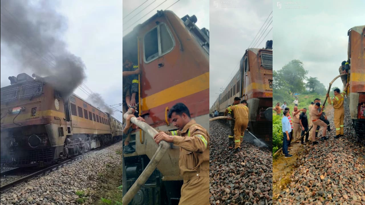 चलती ट्रेन के इंजन में धधकी आग, कुछ सेकेंड में मच गया हड़कंप... VIDEO वायरल