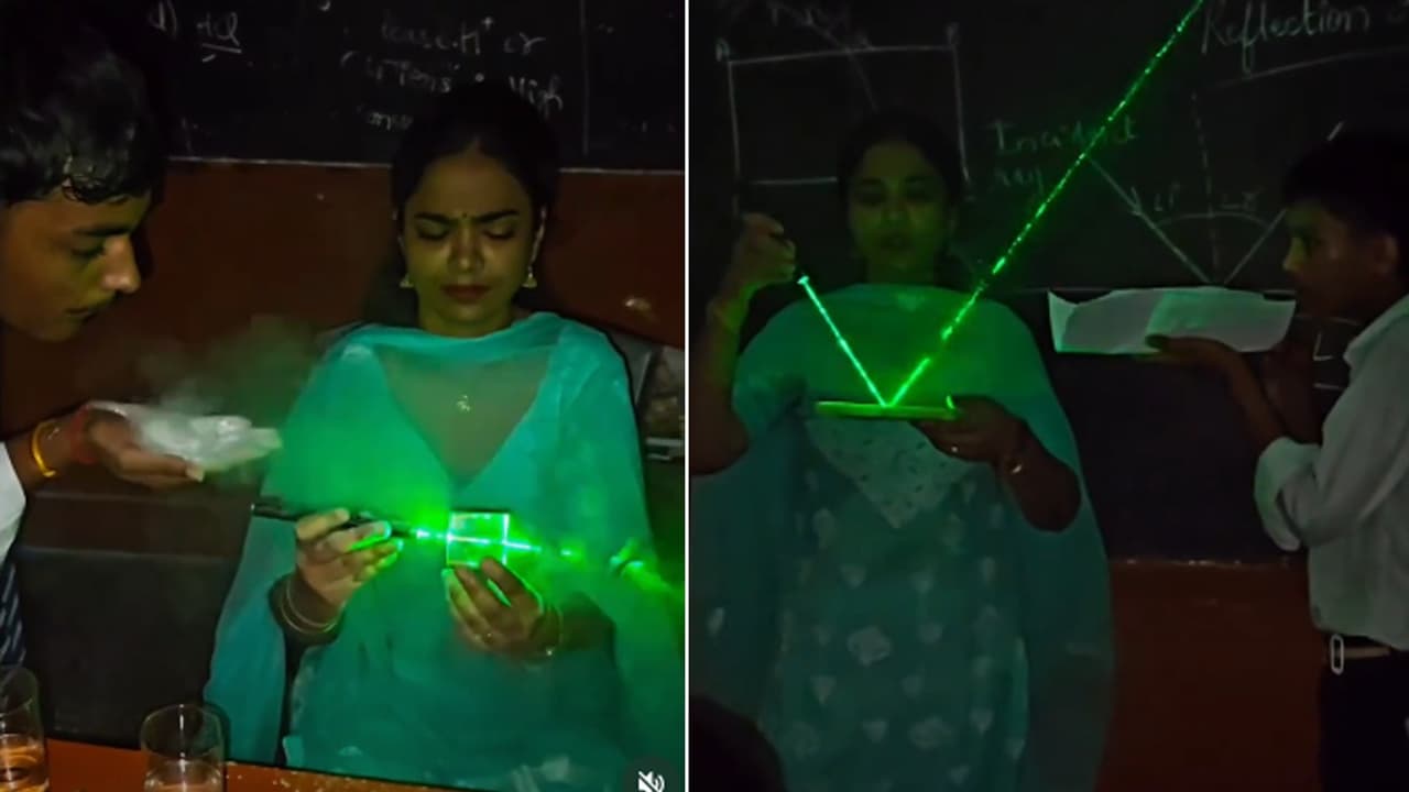 Teacher's Simple Laser Trick Makes Reflection of Light a Lesson Students Will Never Forget | Watch Viral Video