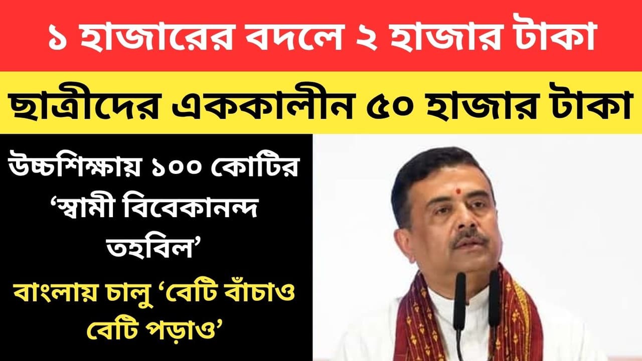 কন্যারত্ন দিবসে ছাত্রীদের জন্য দ্বিগুণ আর্থিক সহায়তা ঘোষণা