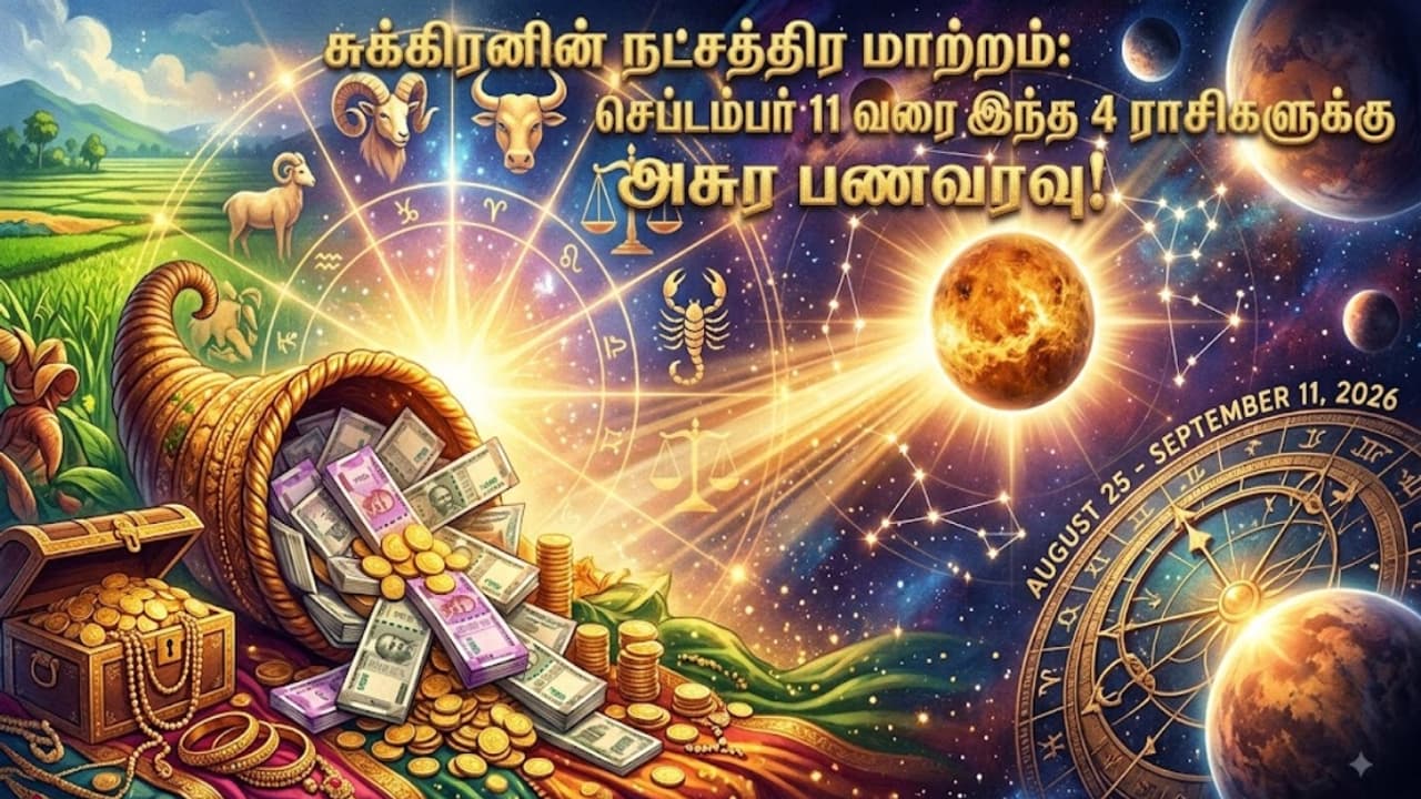 சுக்கிரனின் நட்சத்திர மாற்றம்: செப்டம்பர் 11 வரை 'இந்த' 4 ராசிகளுக்கு அசுர பணவரவு.. உங்க ராசி இருக்கா?