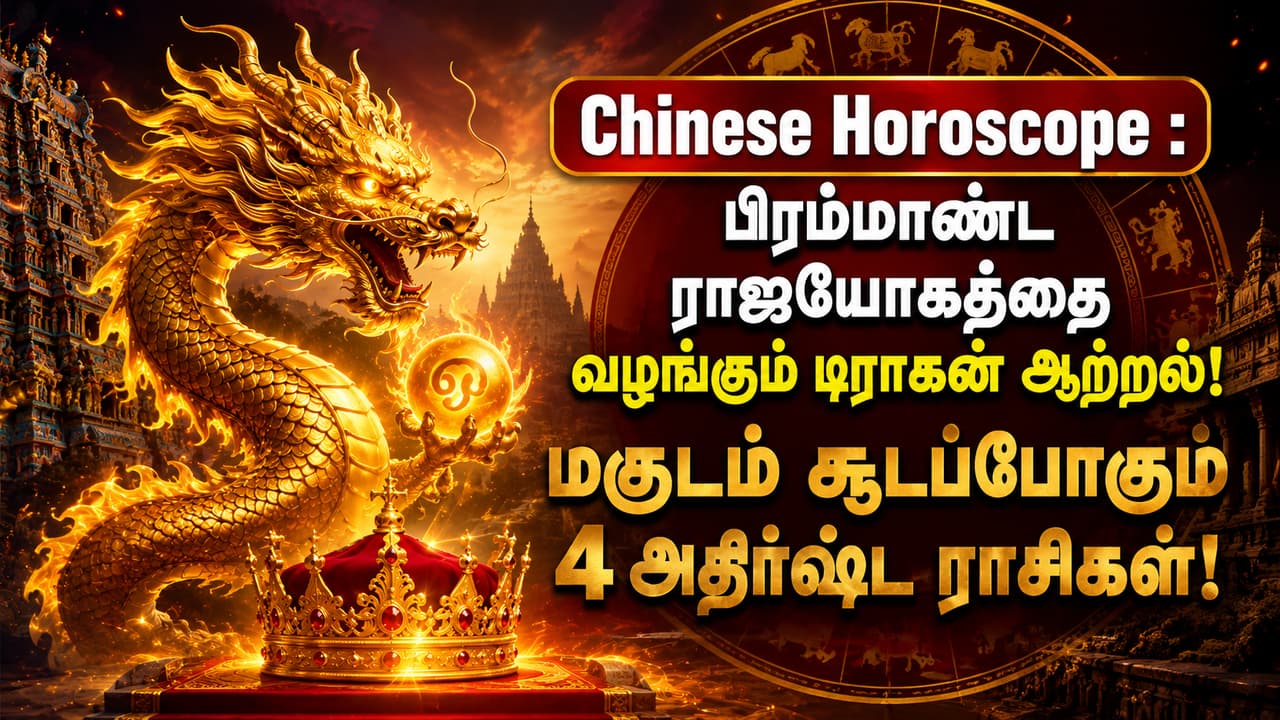 Chinese Horoscope : பிரம்மாண்ட ராஜயோகத்தை வழங்கும் டிராகன் ஆற்றல்! மகுடம் சூடப்போகும் 4 அதிர்ஷ்ட ராசிகள்!