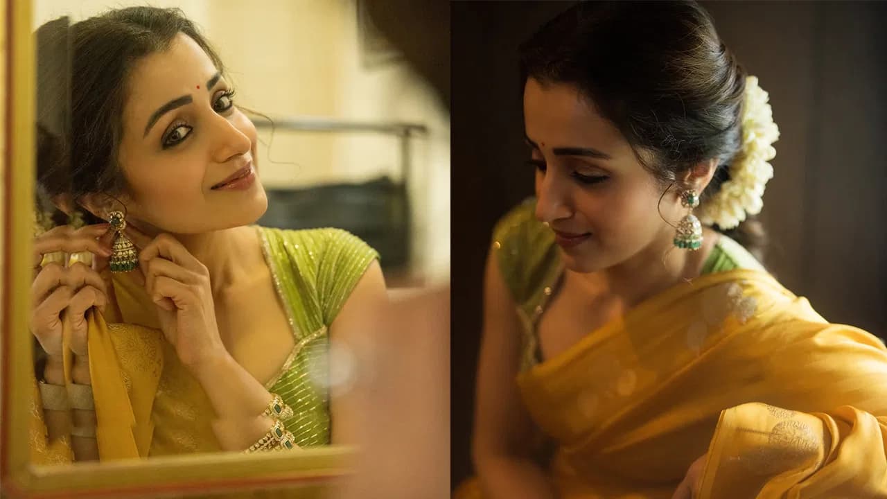 Trisha : சிம்பிள் லுக்... செம அழகு! த்ரிஷாவின் கோல்டன் சேலைக்கு பின்னணியில் இப்படி ஒரு சென்டிமென்டா?