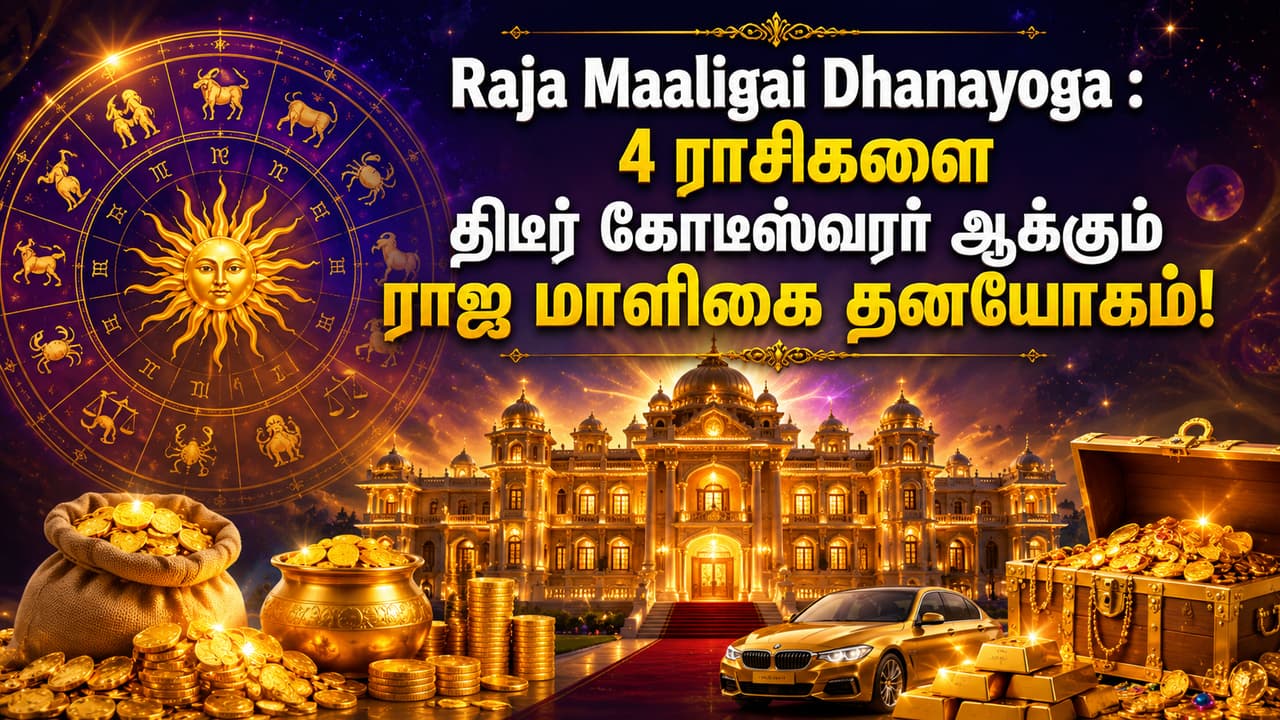 Raja Maaligai Dhanayoga : 4 ராசிகளை திடீர் கோடீஸ்வரர் ஆக்கும் ராஜ மாளிகை தனயோகம்!