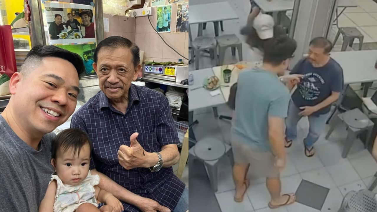 Singapore: Customer Brings His Daughter to Hawker Injured in Shocking Shoving Incident (WATCH)