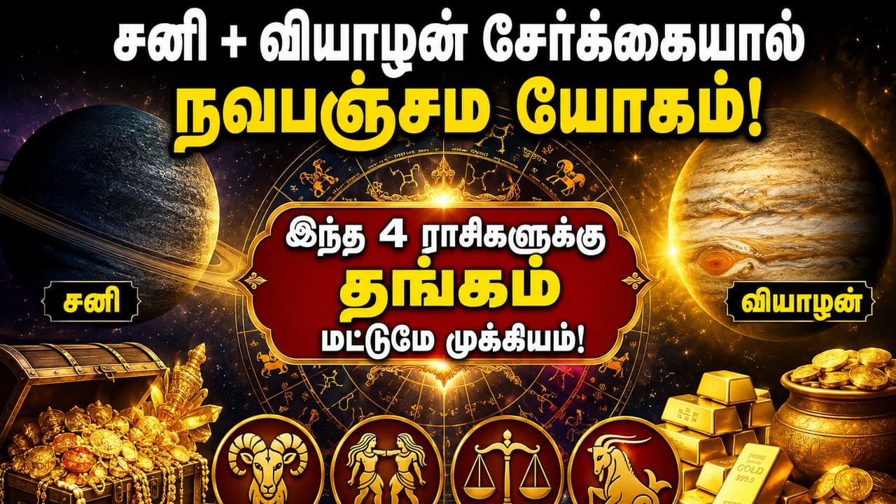 Navpancham Yoga: சனி–வியாழன் சேர்க்கை: நவபஞ்சம யோகத்தால் 4 ராசிக்கு தங்கம் வாங்கும் யோகம் குவியபோது