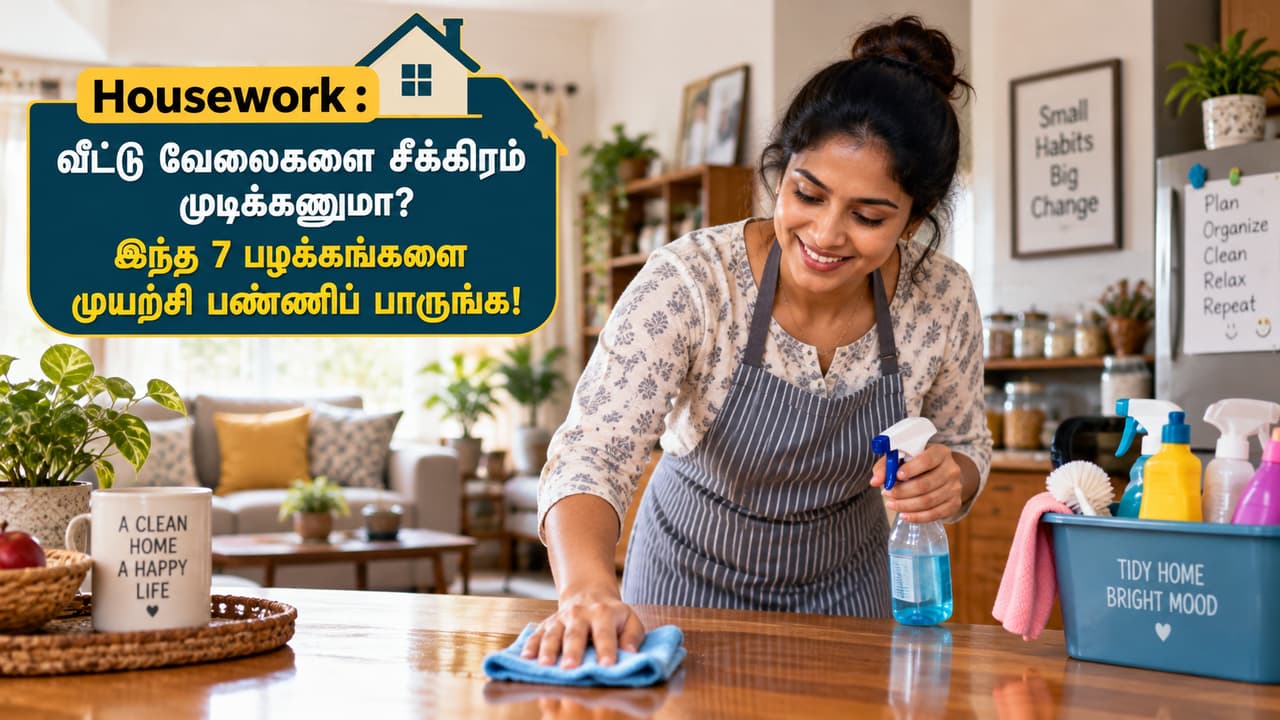 Housework : வீட்டு வேலைகளை சீக்கிரம் முடிக்கணுமா? இந்த 7 பழக்கங்களை முயற்சி பண்ணிப் பாருங்க!