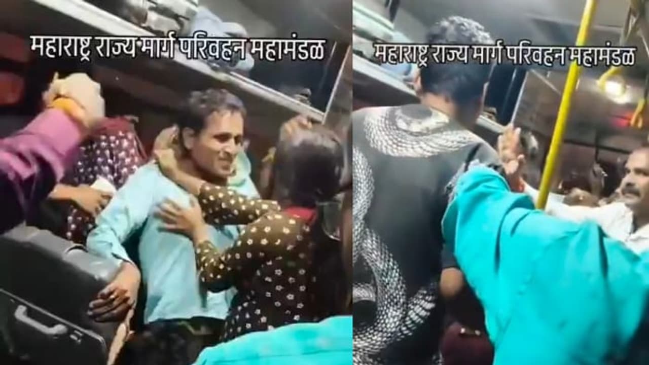 Pune Shocker: Fight Breaks Out Inside Moving MSRTC Bus, Viral Video Sparks Buzz