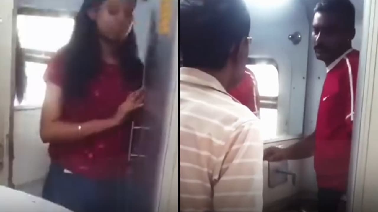 Caught On Camera: Woman Walks Out of Train Bathroom, Man Enters and Finds Someone Inside | WATCH Viral Video