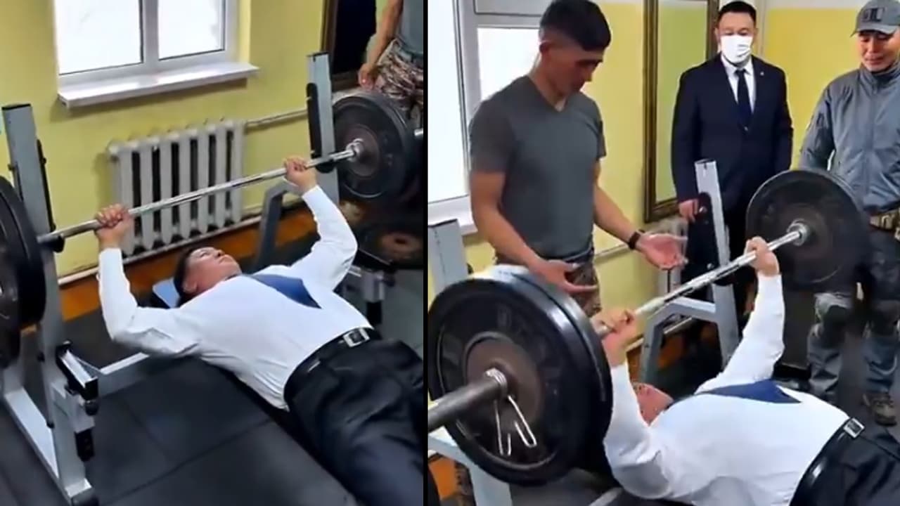 WATCH VIDEO: Mongolia President Khurelsukh Goes Viral After Bench-Pressing 100kg For 20 Reps