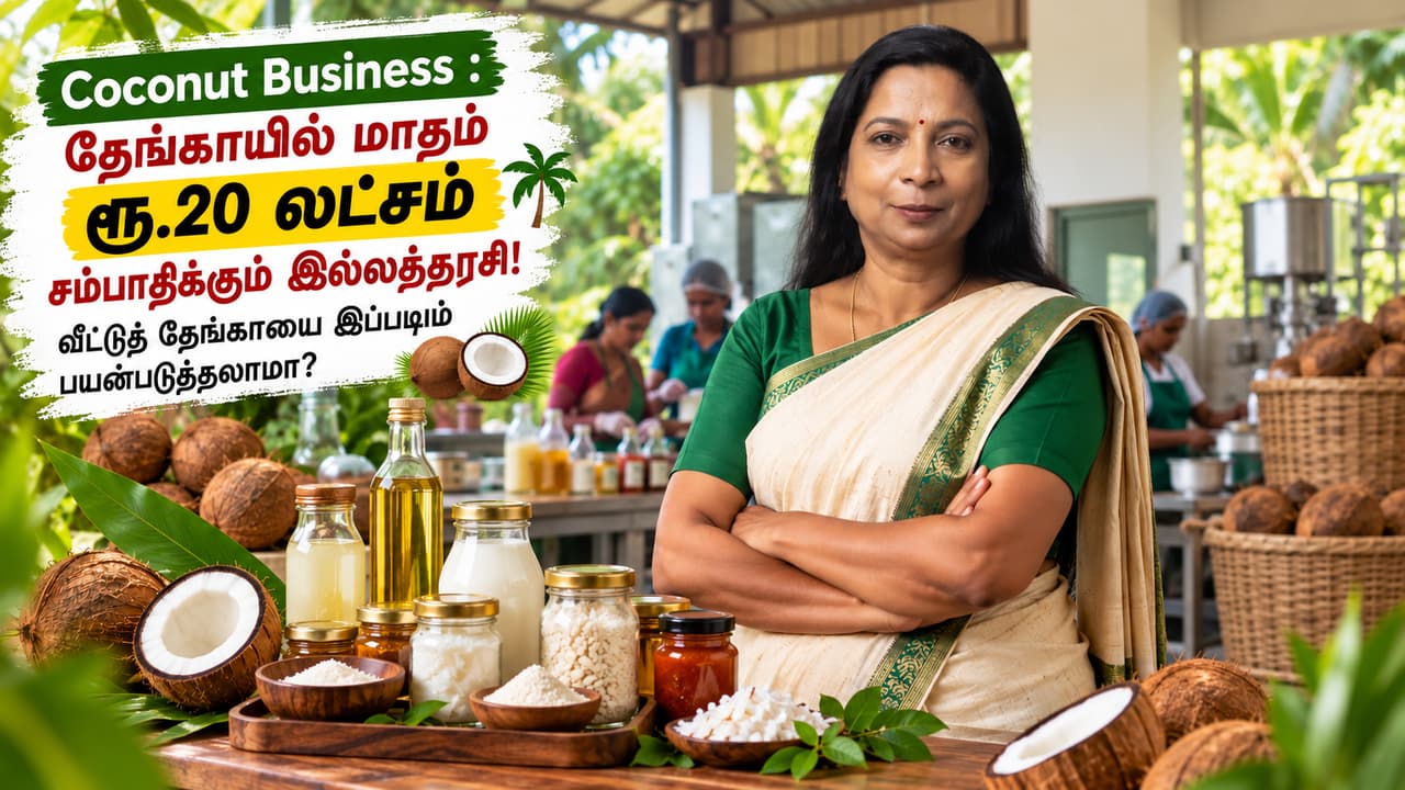 தேங்காய் பொருட்கள் மூலம் மாதம் ரூ.20 லட்சம் விற்பனை செய்யும் கேரள இல்லத்தரசி