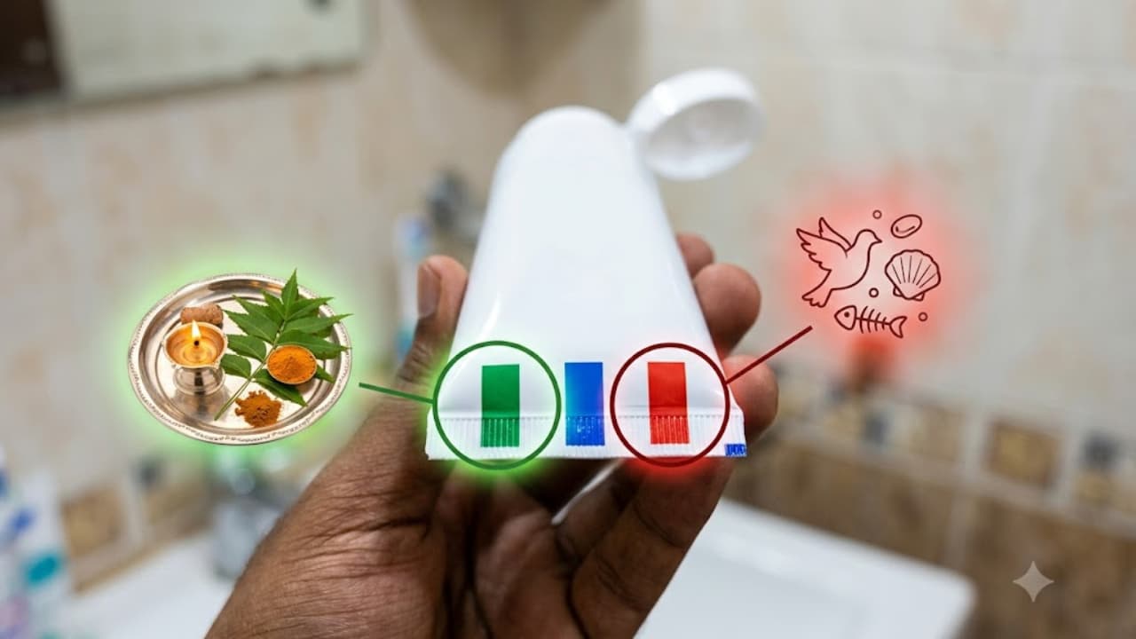 ನಿಮ್ಮ Toothpaste ಸಸ್ಯಾಹಾರಿನಾ, ಮಾಂಸಾಹಾರಿನಾ? ಟ್ಯೂಬ್ ಮೇಲಿನ 'ಕಲರ್ ಕೋಡ್' ರಹಸ್ಯ ಇಲ್ಲಿದೆ