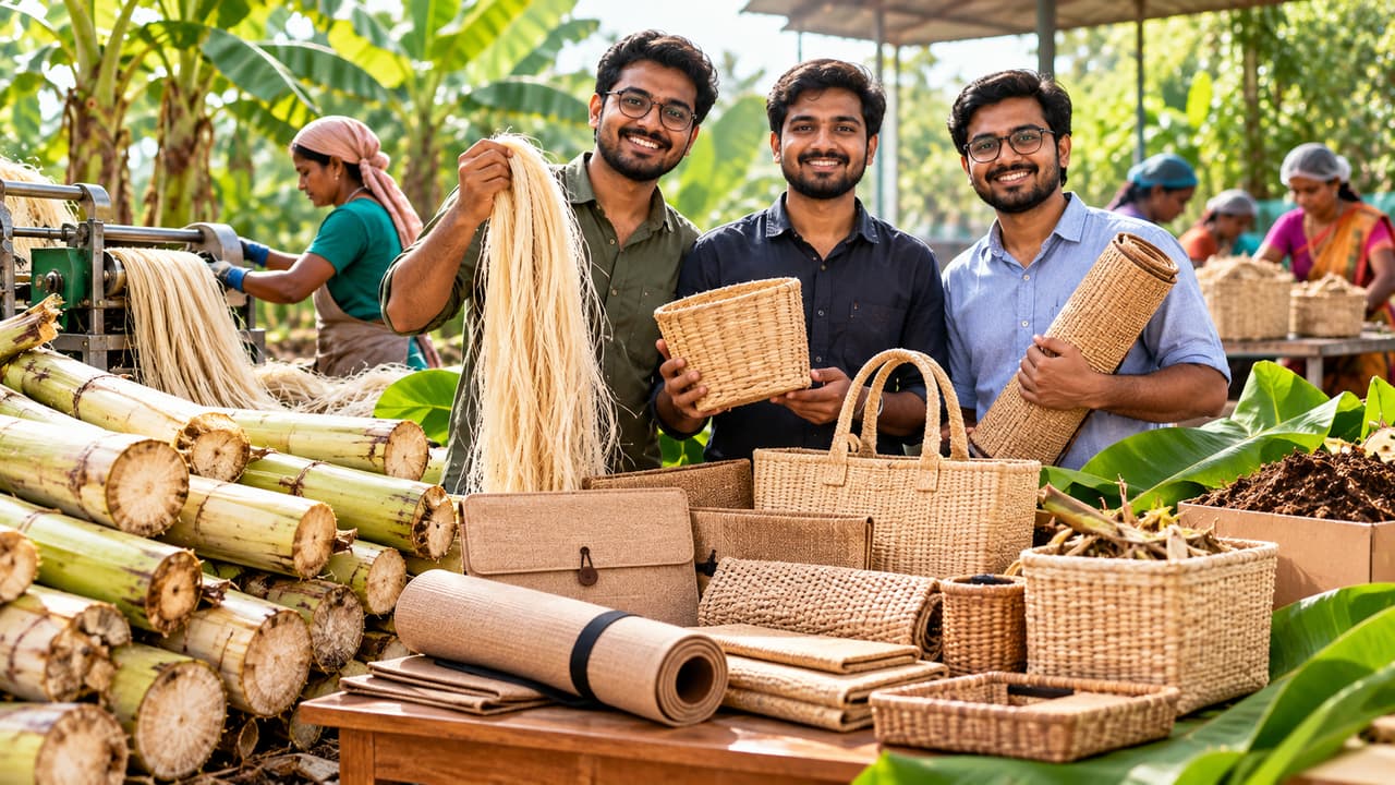 வாழைத்தண்டு கழிவில் ரூ.2.5 கோடி வருவாய்: பீகார் நண்பர்களின் வெற்றி