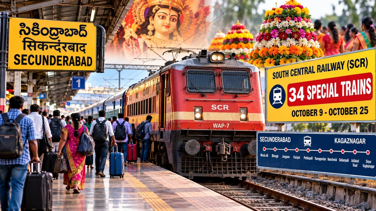 దసరా, బతుకమ్మ రద్దీకి 34 ప్రత్యేక రైళ్లు