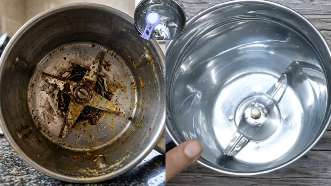 ಮಿಕ್ಸಿ ಜಾರ್‌ನ ಚೂಪಾದ ಬ್ಲೇಡ್ ಅಡಿಯಲ್ಲಿ ಜಿಡ್ಡು, ಕಲೆ ಕುಳಿತಿದ್ಯಾ? ಮುಟ್ಟದೆ ಕ್ಲೀನ್ ಮಾಡಲು ಇಲ್ಲಿದೆ 1 ನಿಮಿಷದ ಟ್ರಿಕ್