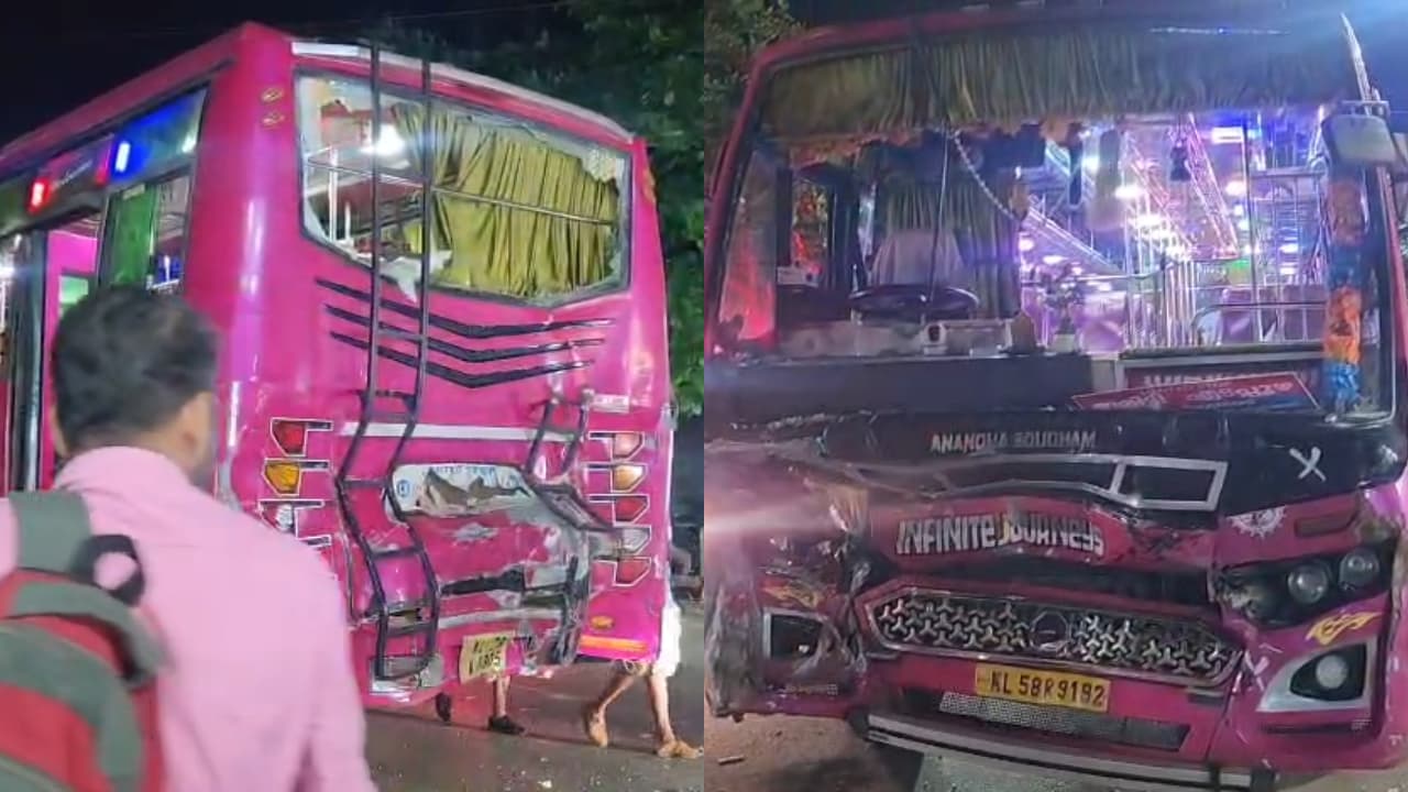 യാത്രക്കാർ ഭയന്നുവിളിച്ചിട്ടും നിർത്തിയില്ല, മത്സരഓട്ടത്തിനിടെ ഇടിച്ച് കയറി ബസുകൾ, 23പേർക്ക് പരിക്ക്