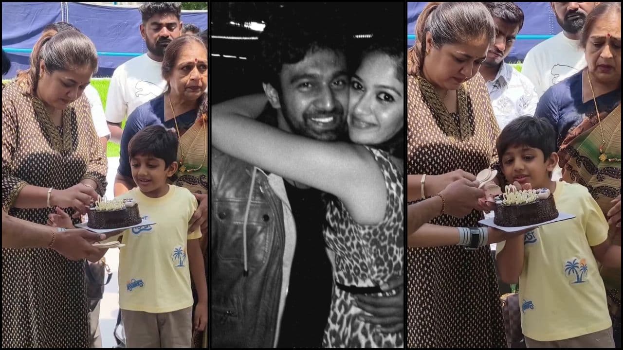 Chiranjeevi Sarja: 'ಕೇಕ್‌ ಮೇಲೆ CHIRU ಅಂತ ಬರೀಬೇಕಿತ್ತು ಅಮ್ಮಾ!' ಅಪ್ಪನ ಬರ್ತ್‌ ಡೇ ಕೇಕ್ ಕತ್ತರಿಸಿದ ರಾಯನ್