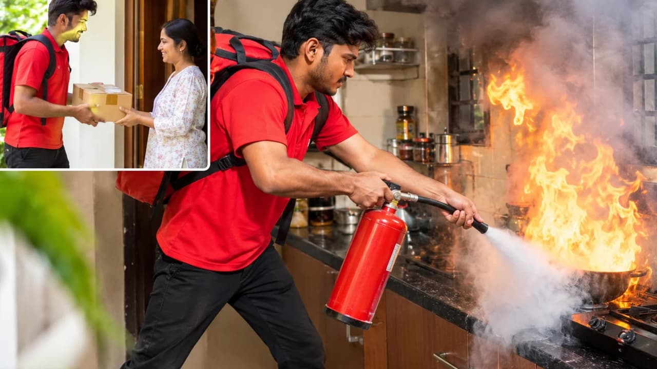 Delivery Agent Becomes Lifesaver for Woman in Bengaluru Fire Incident
