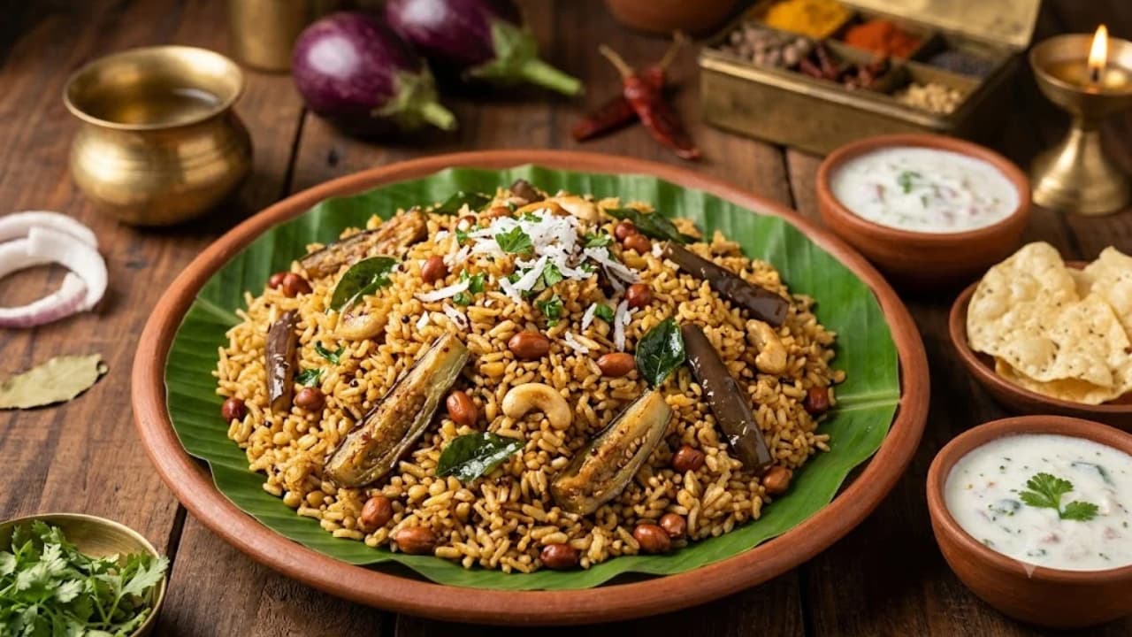 Vangi Bath : கர்நாடகா ஸ்டைல் வாங்கி பாத் செய்வது எப்படி? மணமணக்கும் மசாலா ரகசியம் இதுதான்!