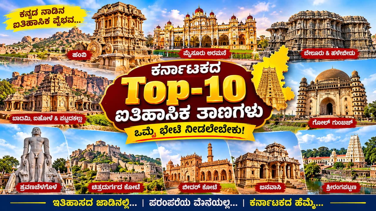ಕನ್ನಡ ರಾಜ್ಯೋತ್ಸವ: ಕರ್ನಾಟಕದ ಹಿರಿಮೆ-ಗರಿಮೆ ಹೆಚ್ಚಿಸುವ, ನಾವು ಭೇಟಿ ನೀಡಲೇಬೇಕಾದ 10 ಐತಿಹಾಸಿಕ ಸ್ಥಳಗಳು