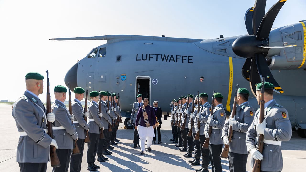 Rajnath Singh gets fighter jet escort, military honours in Germany