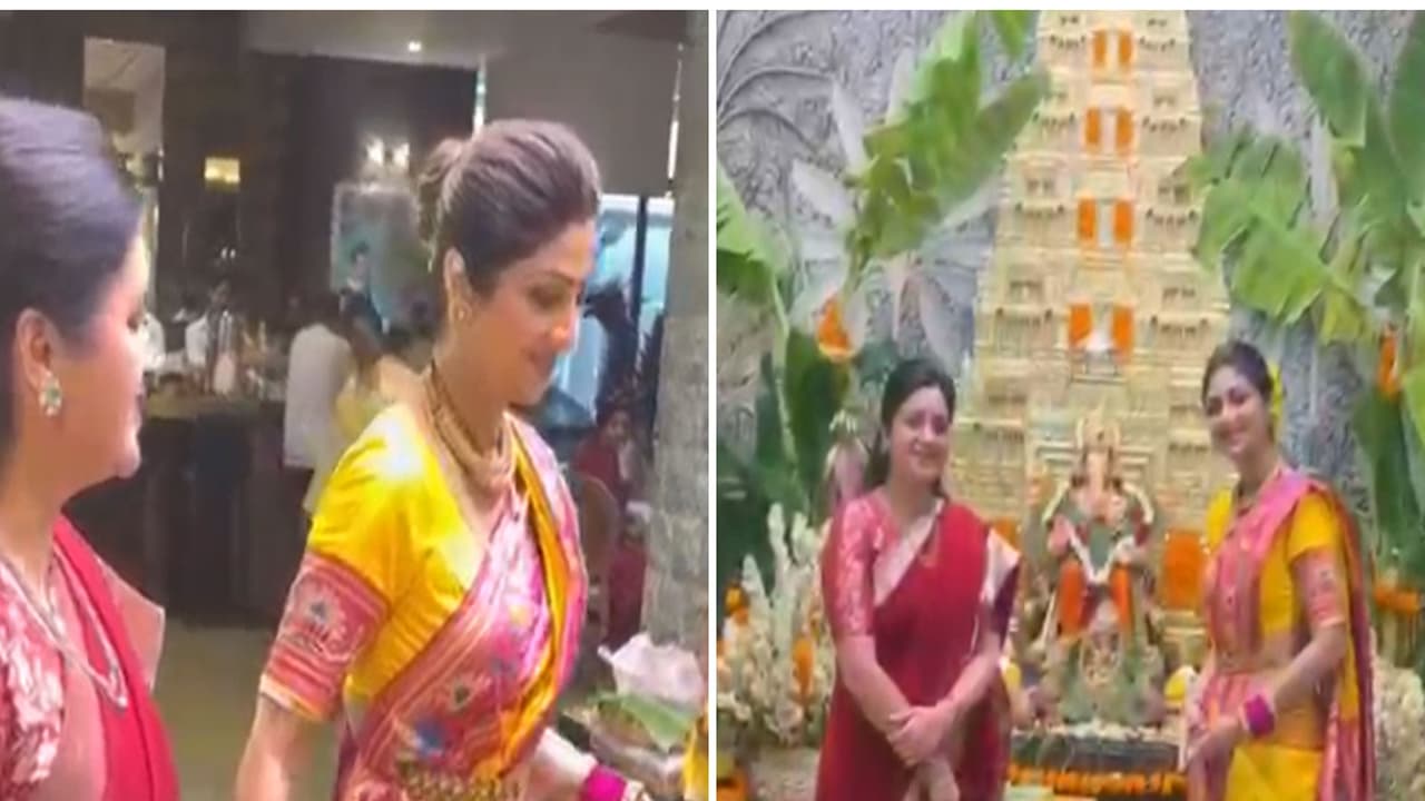 Shilpa Shetty celebrates Ganpati visarjan with family, dances to dhol