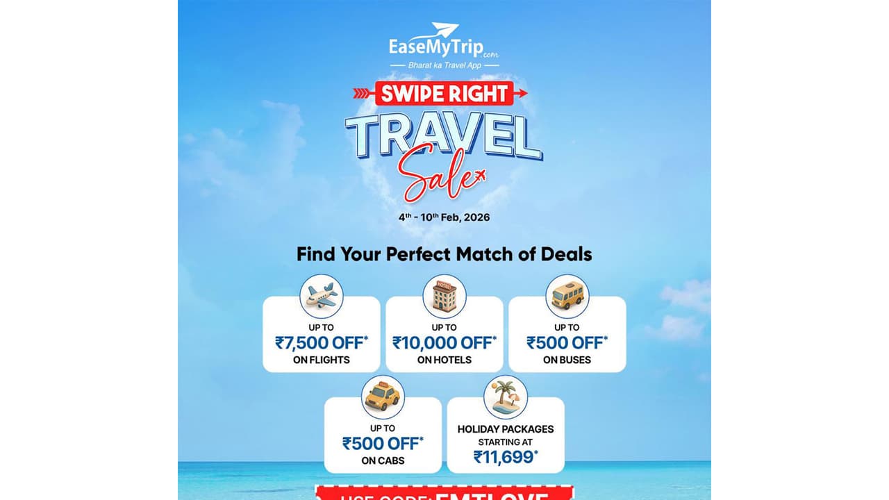 EaseMyTrip's 'Swipe Right Travel Sale' offers up to Rs 10000 off