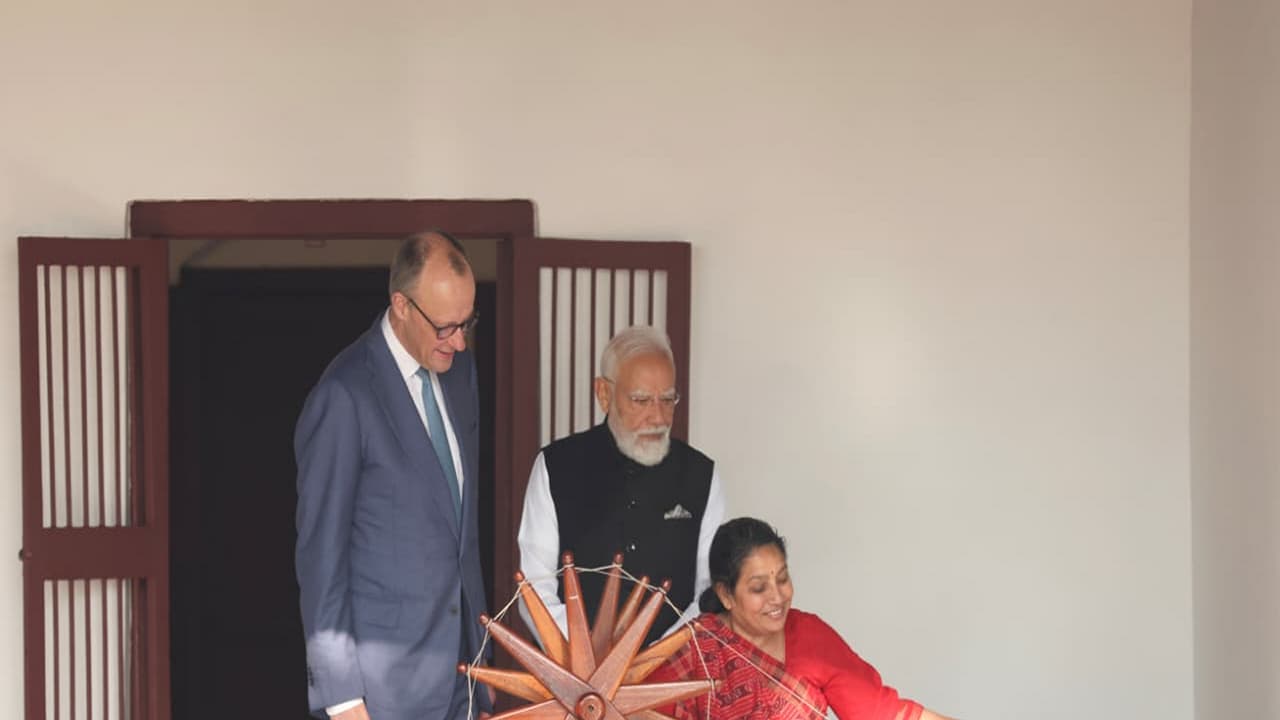 PM Modi, German Chancellor Merz pay tribute to Gandhi at Sabarmati