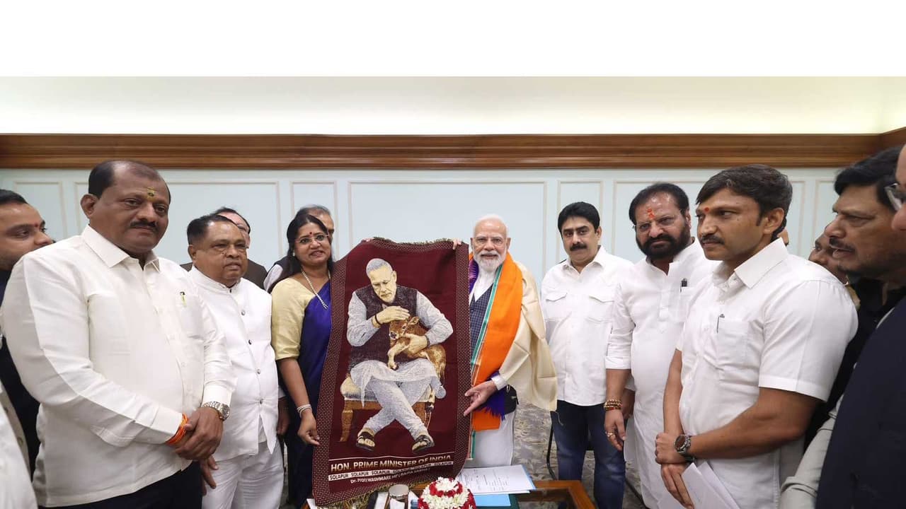 National Handloom Day: Shiv Sena MP gifts Solapur dhawal to PM Modi