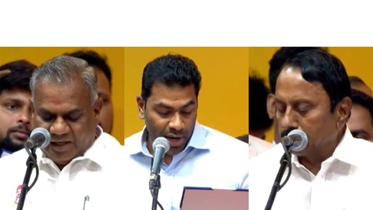 Actor Vijay takes oath as Tamil Nadu's new Chief Minister, marking a new era in state politics. Nine leaders from his Tamilaga Vettri Kazhagam (TVK) were sworn in as ministers after the party's historic win in the 2026 debut elections.