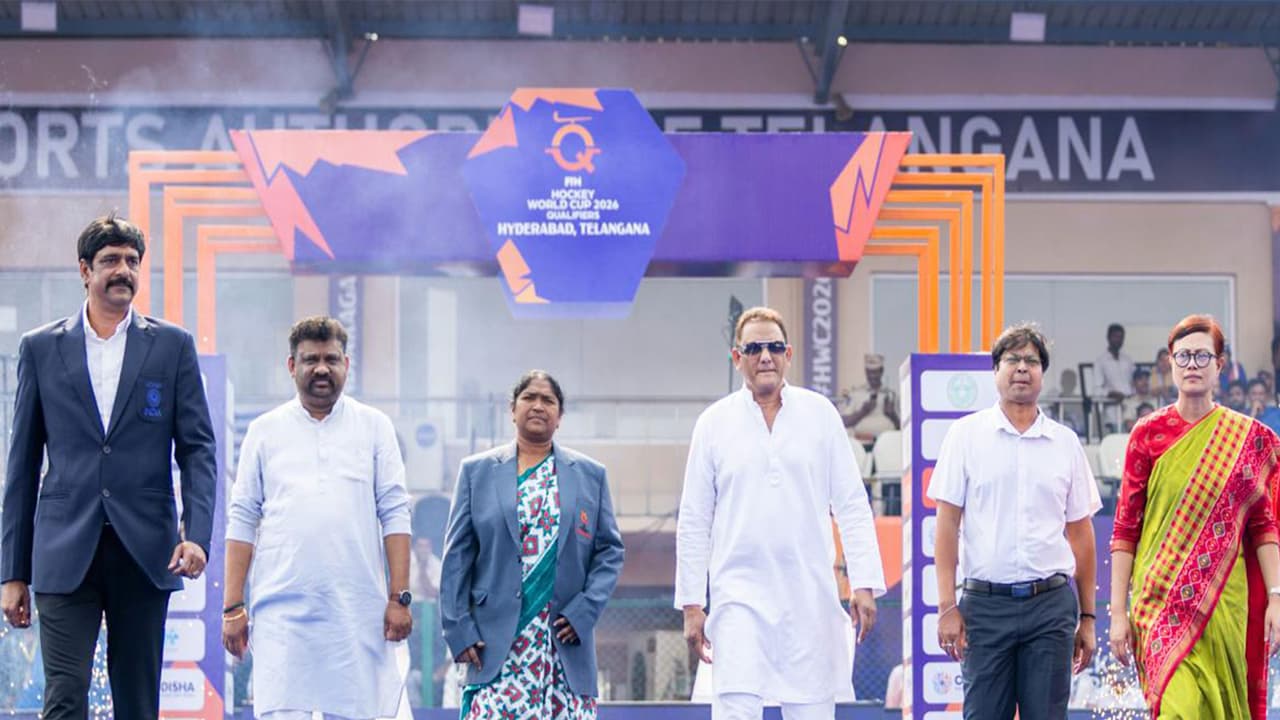 Hyderabad: Ministers Azharuddin, Seethakka at FIH Hockey Qualifiers