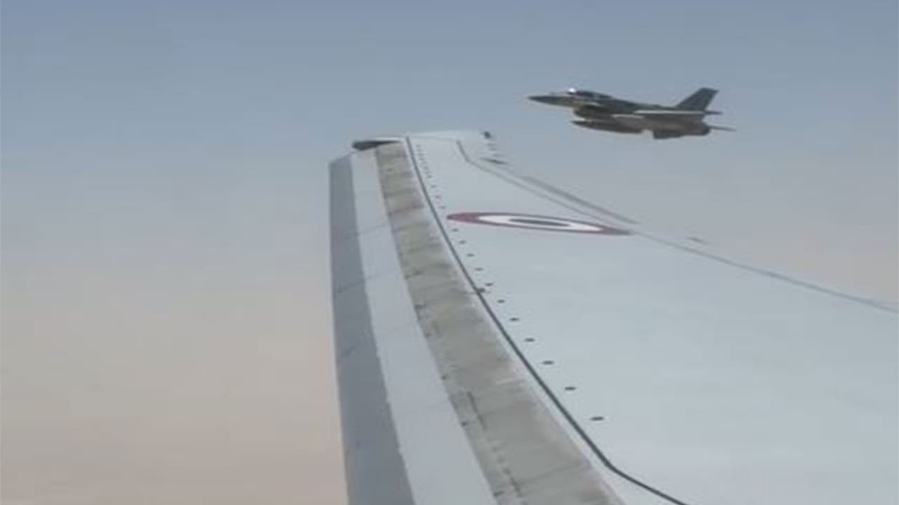 PM Modi's aircraft escorted by UAE jets on arrival in Abu Dhabi