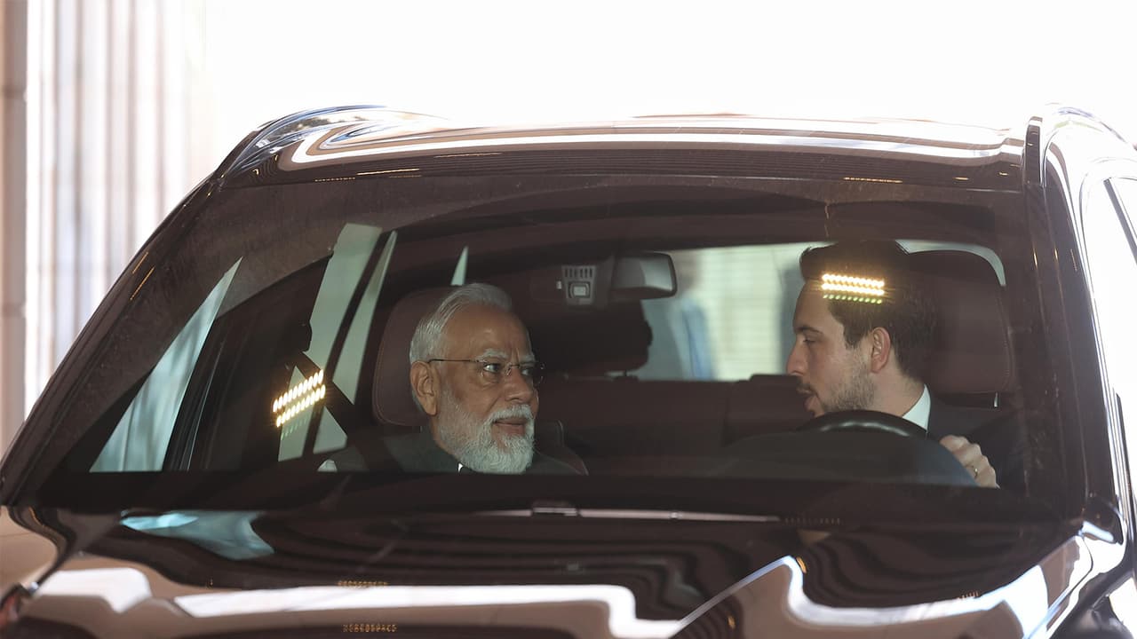Jordan's Crown Prince drives PM Modi to museum during official visit