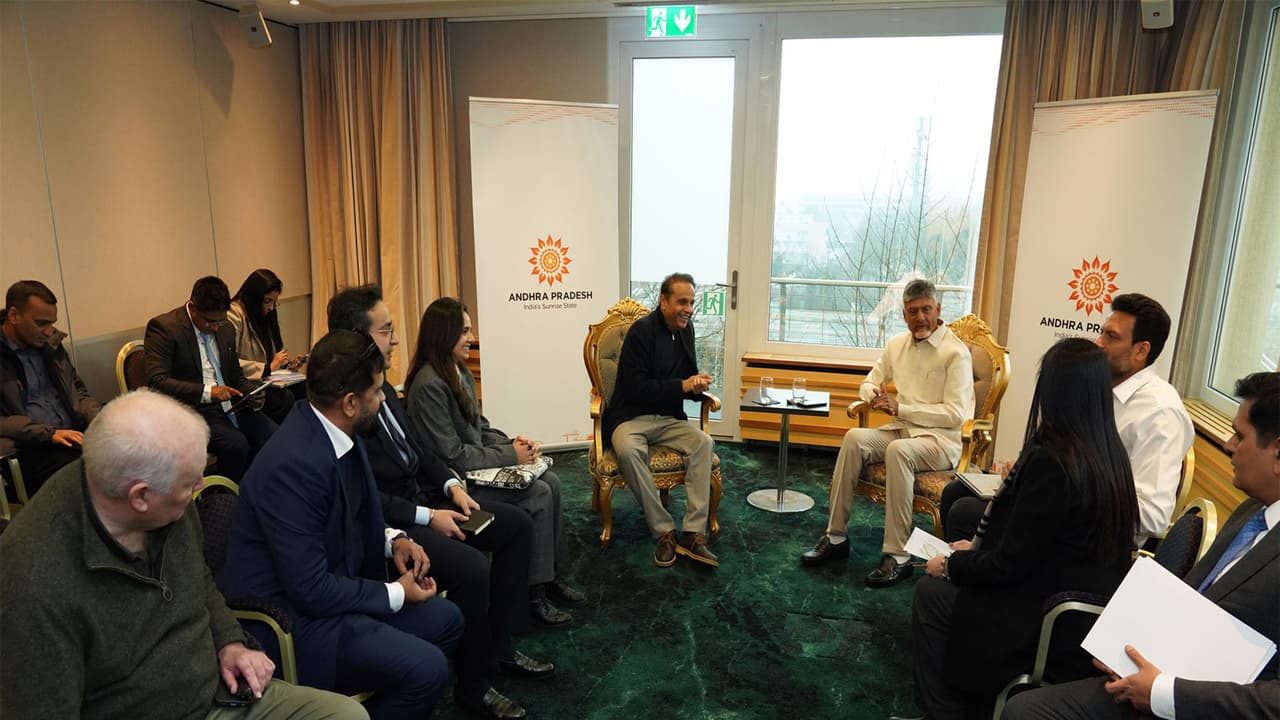 Chandrababu Naidu meets Eros in Zurich to discuss AI for Andhra Pradesh
