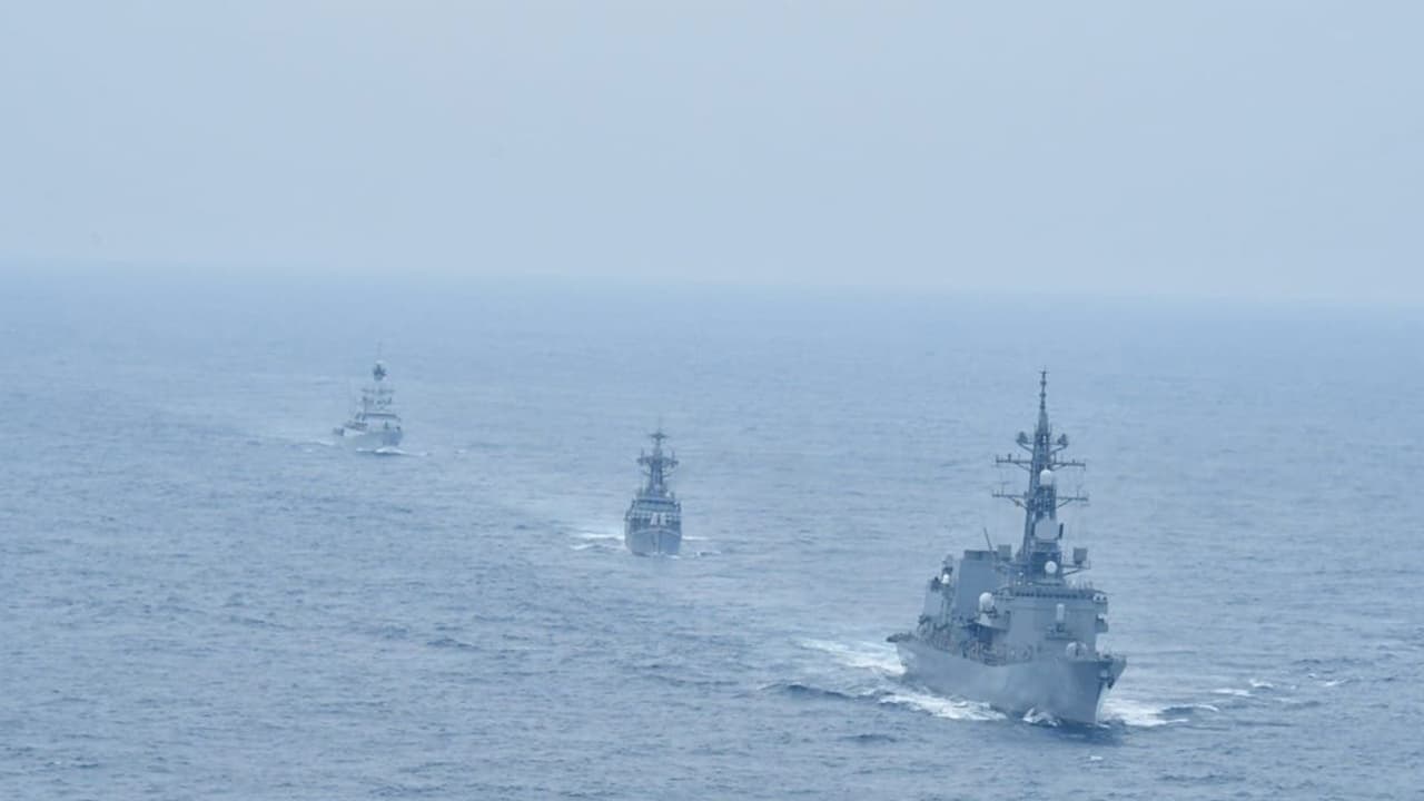 Indian Navy's trilateral drill; assumes command of multinational force