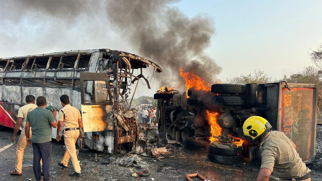 13 Killed, 20 Rescued as Bus Collides with Lorry in Andhra Pradesh ...