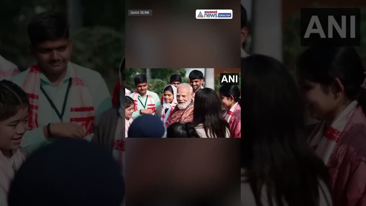 Students Sing Self-Composed Songs Before PM Modi