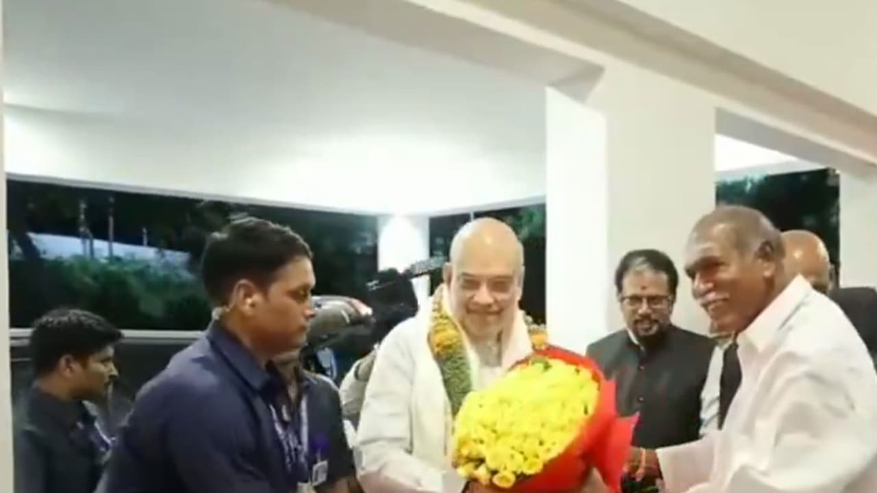 Amit Shah in Puducherry: HM on two-day visit, welcomed by CM, LG